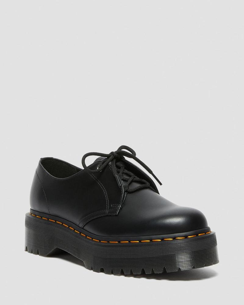 Black Men\'s Dr Martens Jarrick Lo Smooth Leather Platform Shoes | CA 626AHK